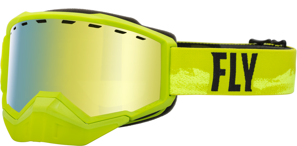 FLY RACING Focus Snow Goggle Green/Black W/ Gold Mirror/Yellow Lens 37-50082