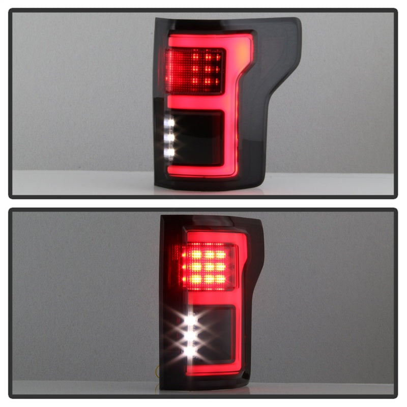 Spyder 15-17 Ford F-150 LED Tail Lights (w/Blind Spot) - Black Smoke (ALT-YD-FF15015BS-LBLED-BSM) 5085337