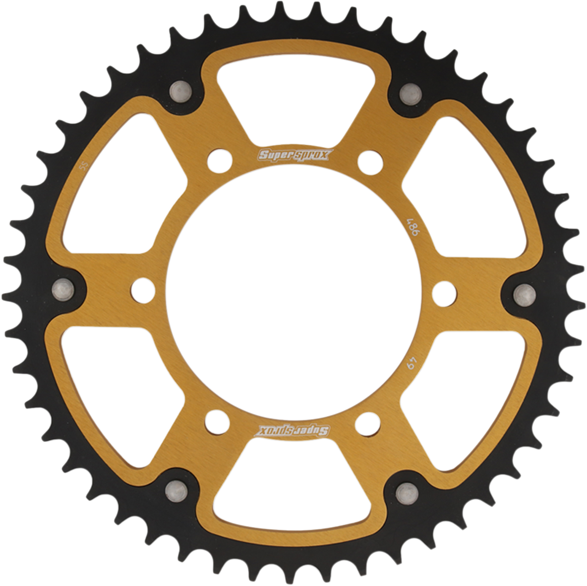 SUPERSPROX Stealth Rear Sprocket - 49 Tooth - Gold - Kawasaki/Yamaha/Suzuki RST-486-49-GLD