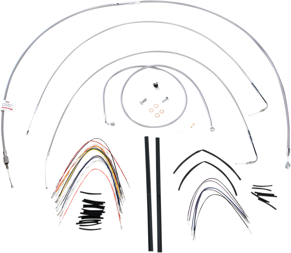 BURLY BRAND Kit de cable de manillar/línea de freno - Completo - Manillar Ape Hanger de 18" - Acero inoxidable B30-1060