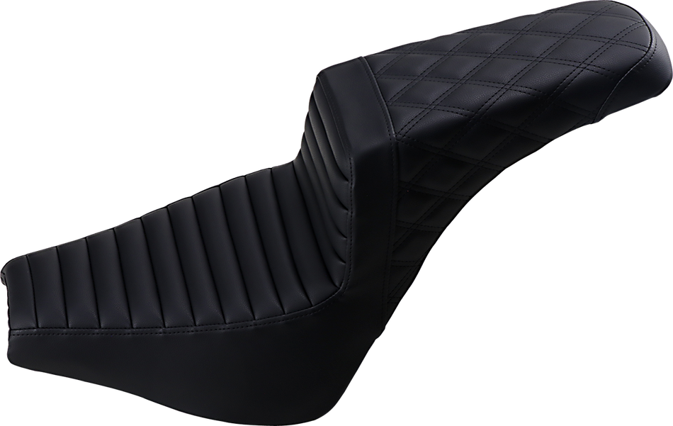 SADDLEMEN Step-Up Seat - Front Tuck-n-Roll/Rear Lattice Stitch - Black 818-30-176