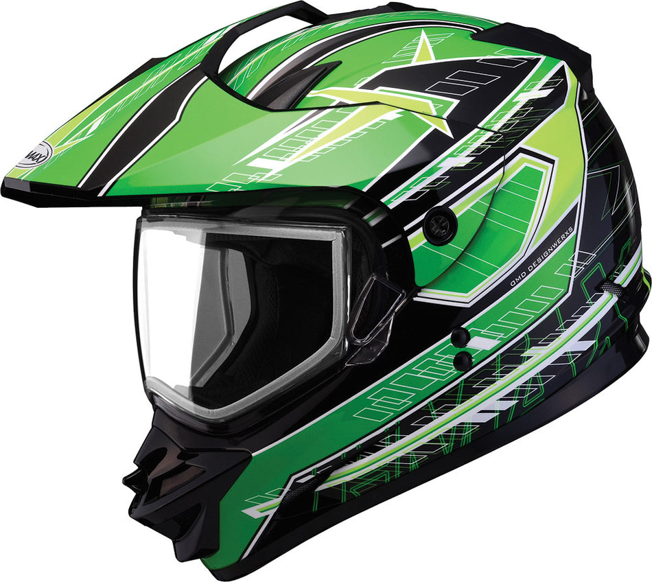 GMAX Gm-11s Dual-Sport Nova Snow Helmet Black/Green/White Xs G2112223 TC-3