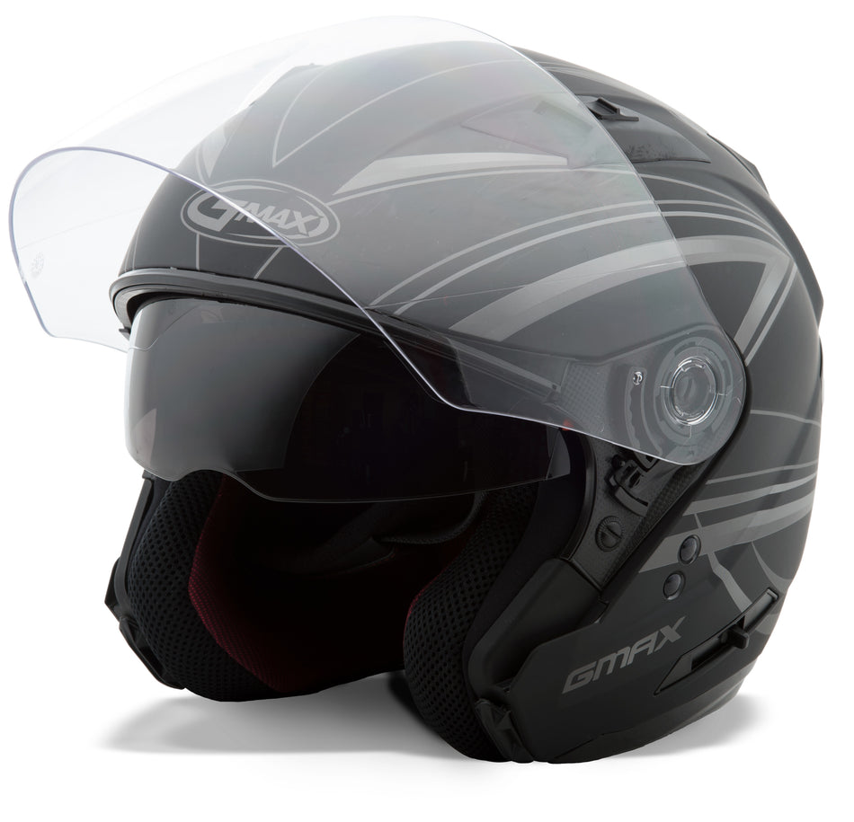 GMAX Of-77 Open-Face Derk Helmet Matte Black/Silver Xl G3773397 TC-12F