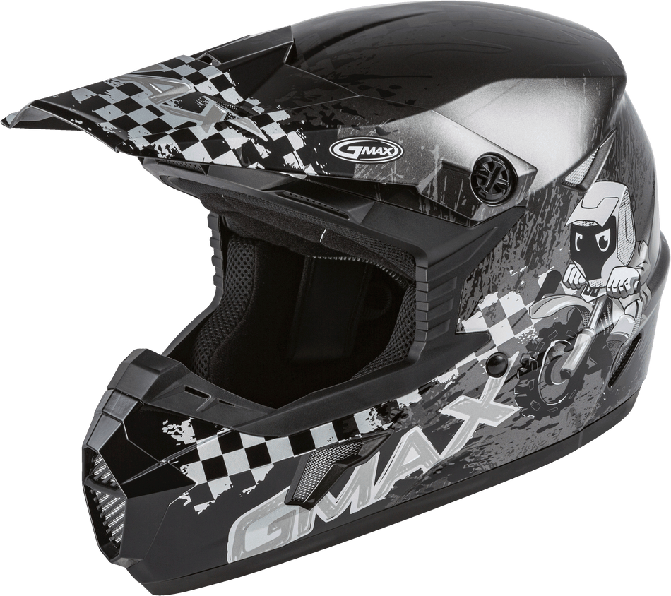 GMAX Youth Mx-46y Off-Road Anim8 Helmet Dark Silver/Black Ym G3461541