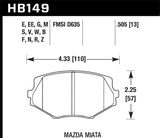 Hawk 94-05 Miata (01-05 Normal Suspension) Blue 9012  Race Front Brake Pads D635 KHB149E.505