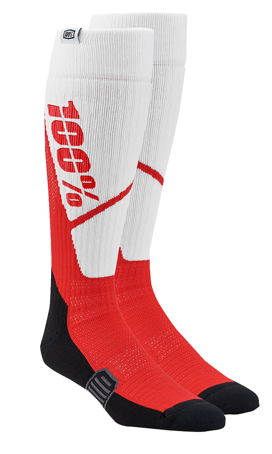 100% Torque Comfort Moto Socks - White/Red - Small/Medium 20053-00009