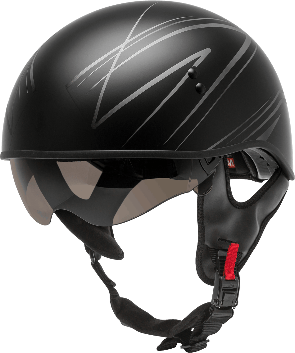 GMAX Hh-65 Half Helmet Torque Naked Matte Black/Silver Xs H1651073