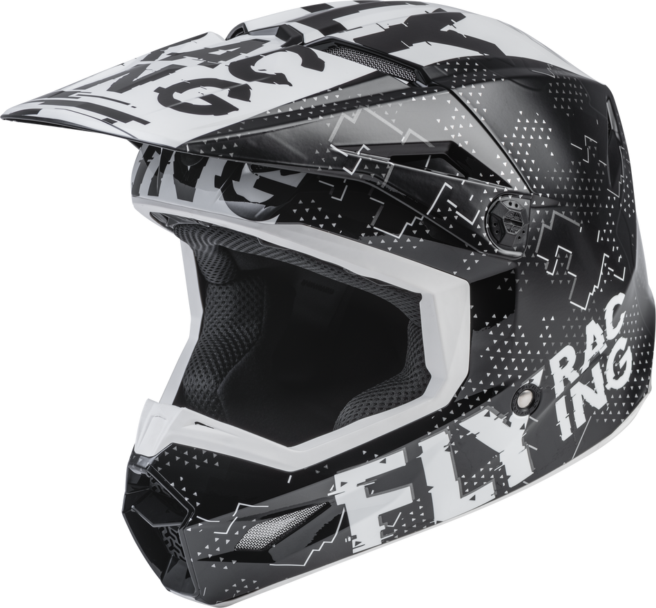 FLY RACING Youth Kinetic Scan Helmet Black/White Yl F73-3491YL