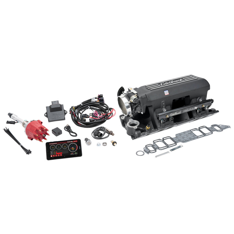 Edelbrock Pro Flo 4 XT EFI System Seq Port BBC Rect Port Cubierta estándar 625 Max HP 35 lb/hr Acabado en negro