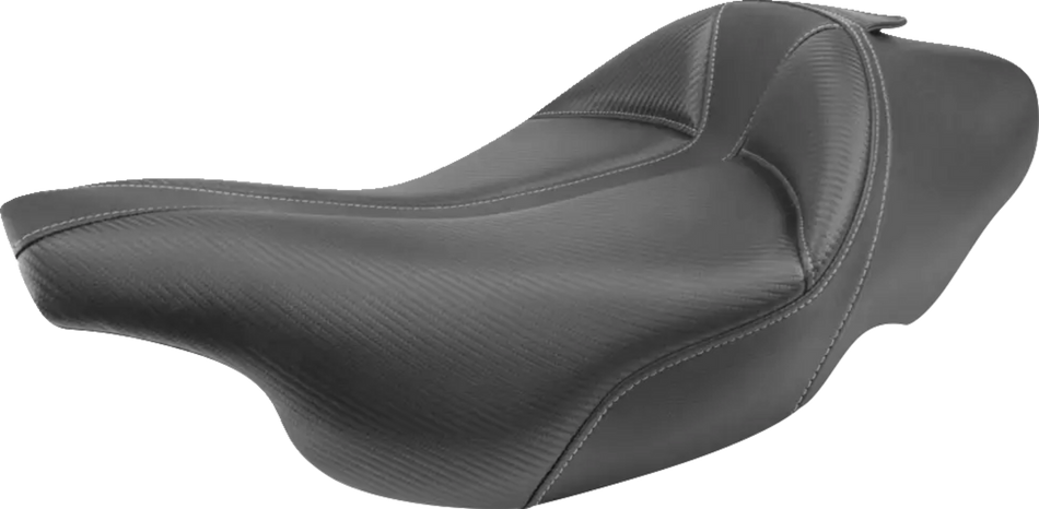 SADDLEMEN Dominator Solo Seat - Extended Reach - Stitched - Black w/ Gray Stitching - FLHT/FLTR '97-'07 897-07-0042