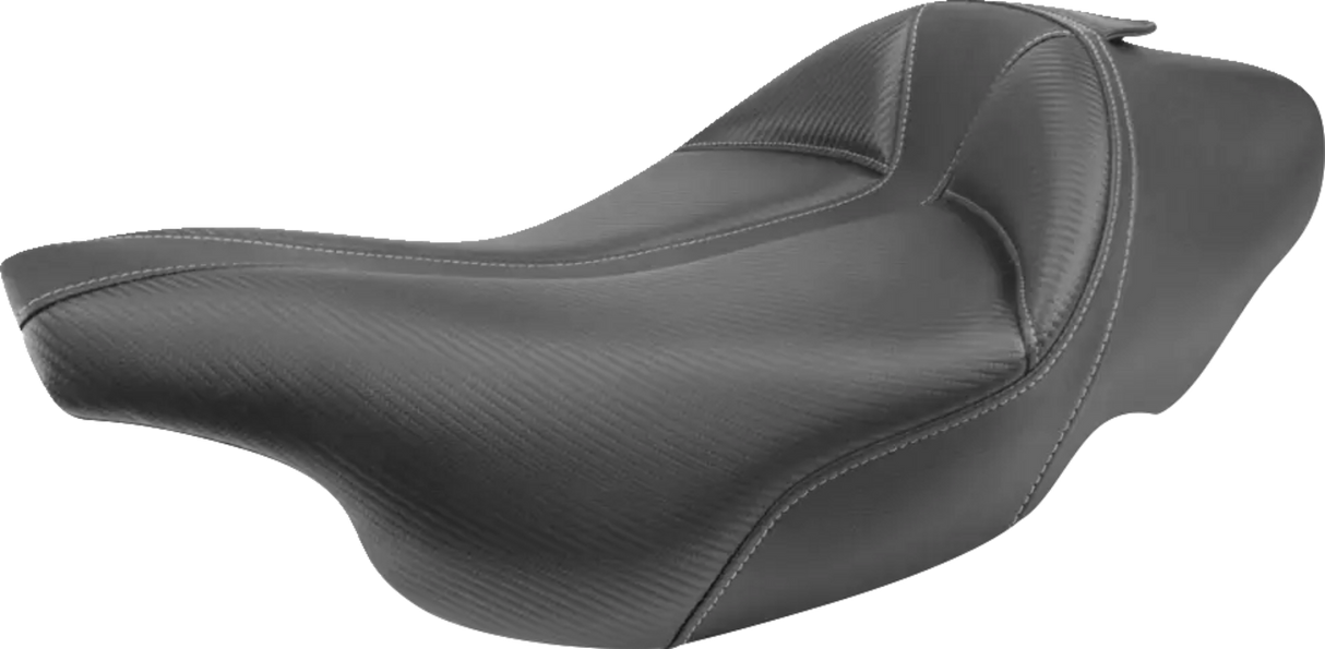 SADDLEMEN Dominator Solo Seat - Extended Reach - Stitched - Black w/ Gray Stitching - FLHT/FLTR '97-'07 897-07-0042