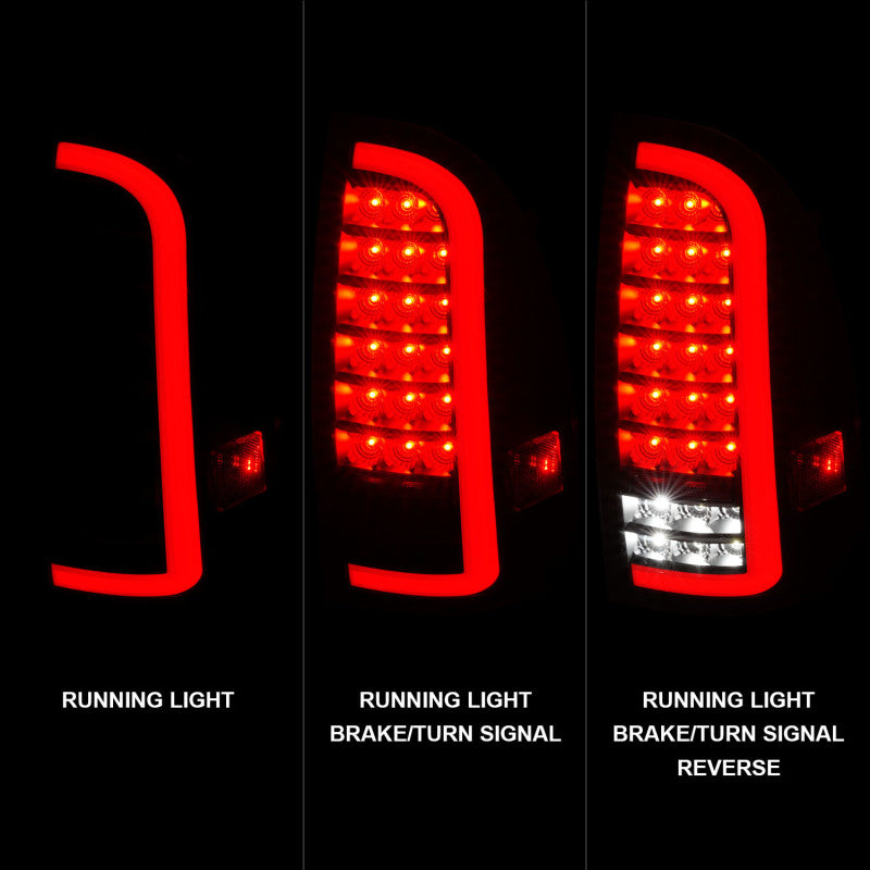 ANZO 05-15 Toyota Tacoma Full LED Tail Lights w/Light Bar Sequential Black Housing Clear Lens 311427