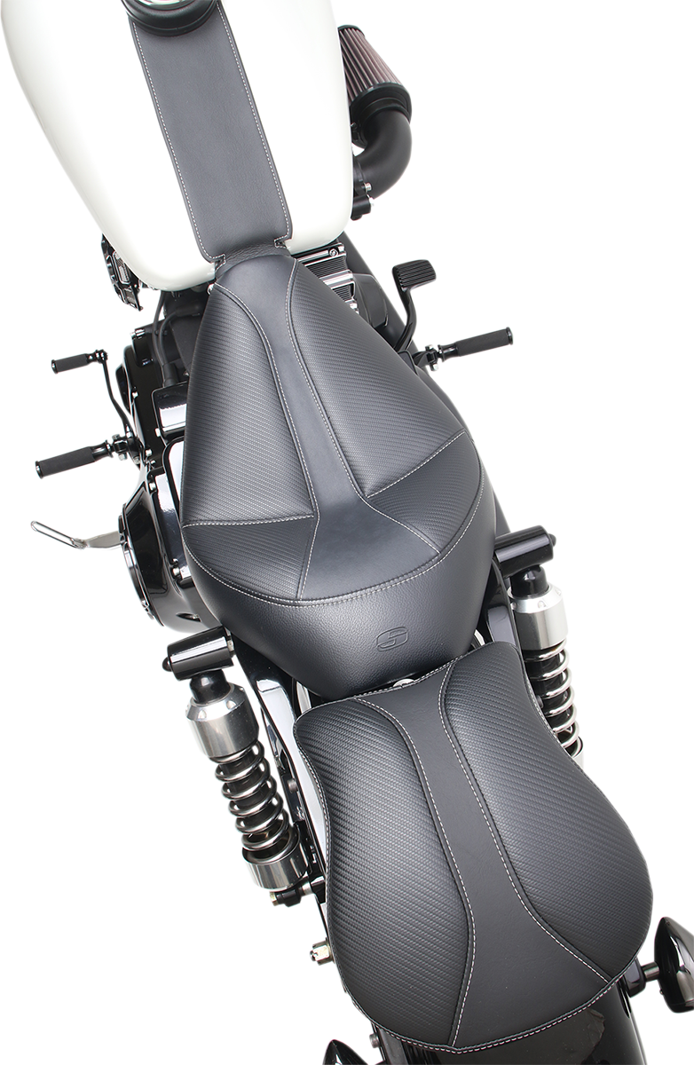 SADDLEMEN Dominator Solo Seat - Stitched - Black w/ Gray Stitching - FXD/WG '96-'03 896-04-0042