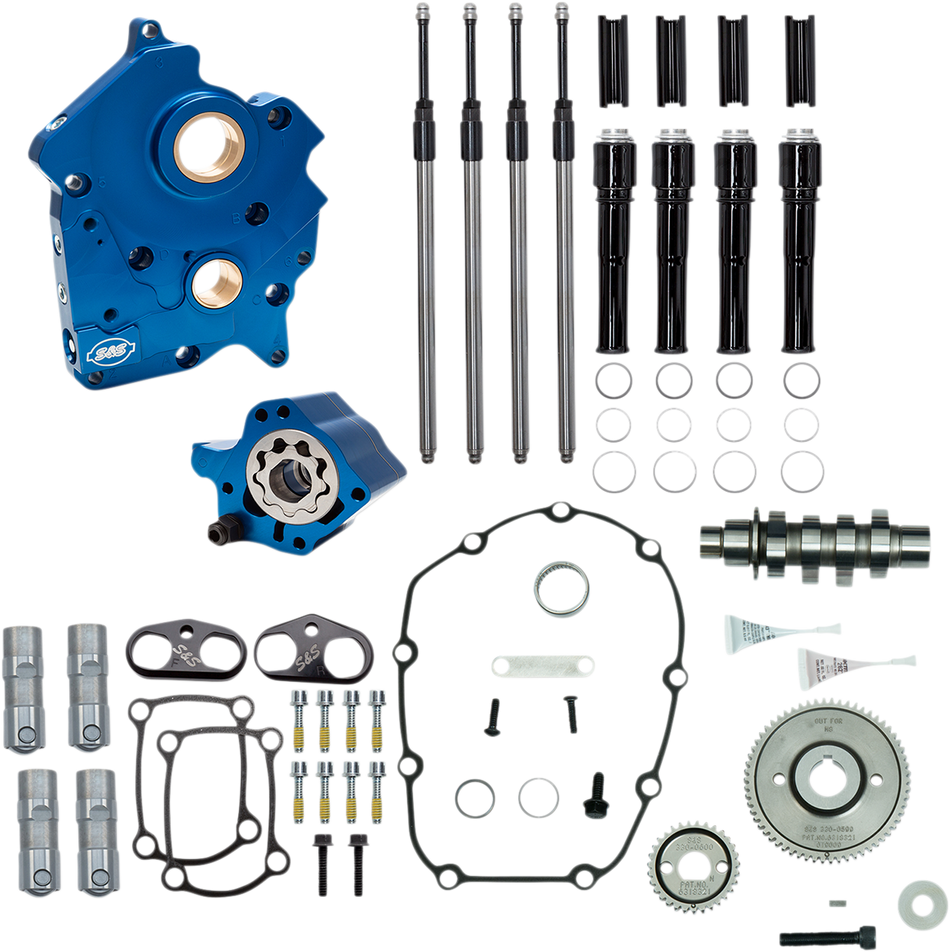 S&S CYCLE Cam Chest Kit with Plate M8 - Gear Drive - Oil Cooled - 475 Cam - Black Pushrods 310-1014A