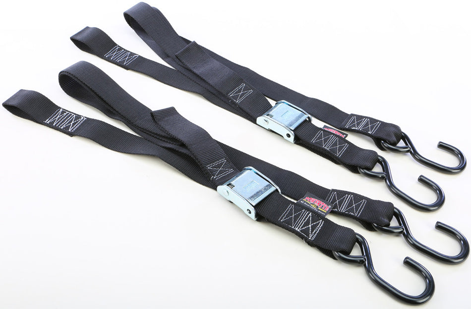 POWERTYE Tie-Down Cam S-Hook Soft-Tye 1.5"X6' Black/Black Pair 29622
