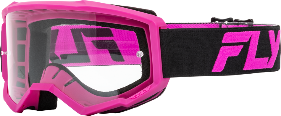 FLY RACING Youth Focus Goggle Black/Pink W/ Clear Lens 37-51151Y