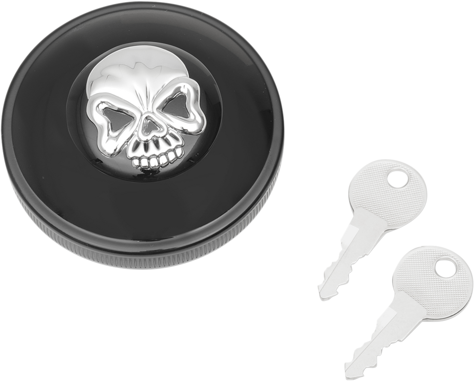 DRAG SPECIALTIES Gas Cap - Vented Skull Locking - Black 03-0320ABS-A