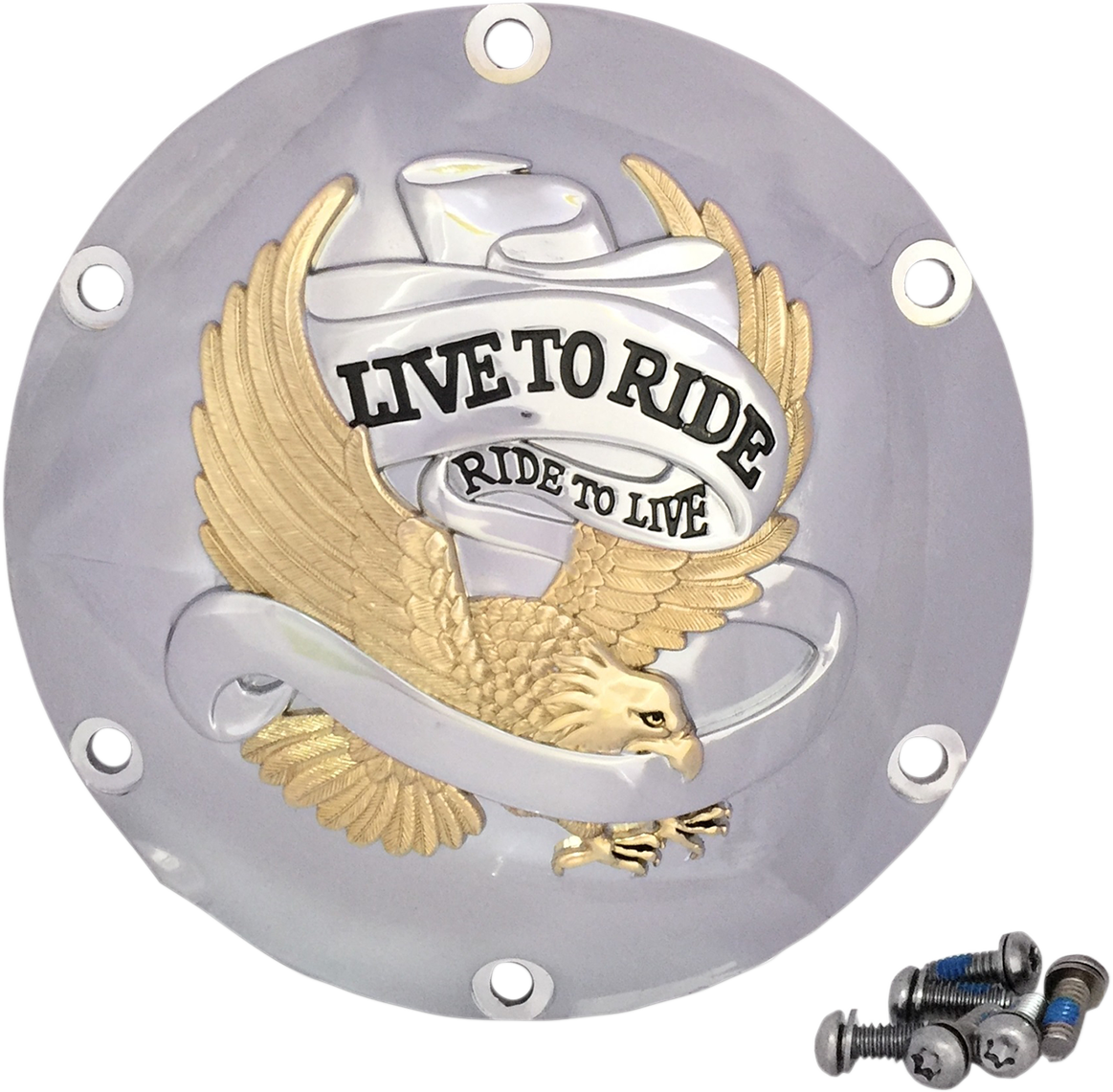 DRAG SPECIALTIES Live to Ride Derby Cover - 6-Hole - Gold 33-0067CGA