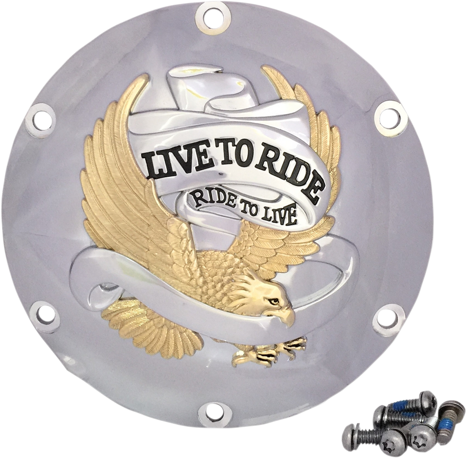 DRAG SPECIALTIES Live to Ride Derby Cover - 6-Hole - Gold 33-0067CGA