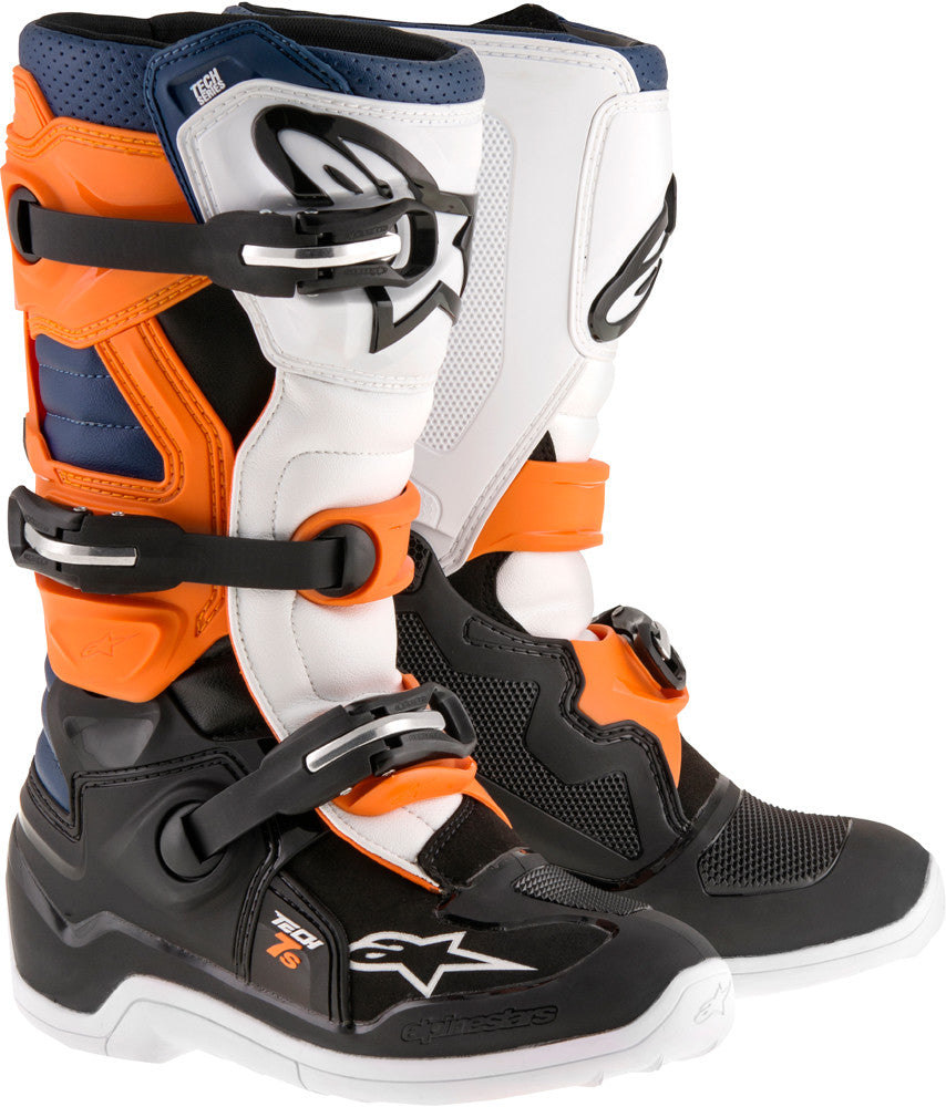 ALPINESTARS Tech 7s Boots Black/Orange/White/Blue Sz 03 2015017-1427-3
