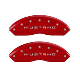 MGP 4 Caliper Covers Engraved Front Mustang Engraved Rear GT Red finish silver ch 10198SMGTRD