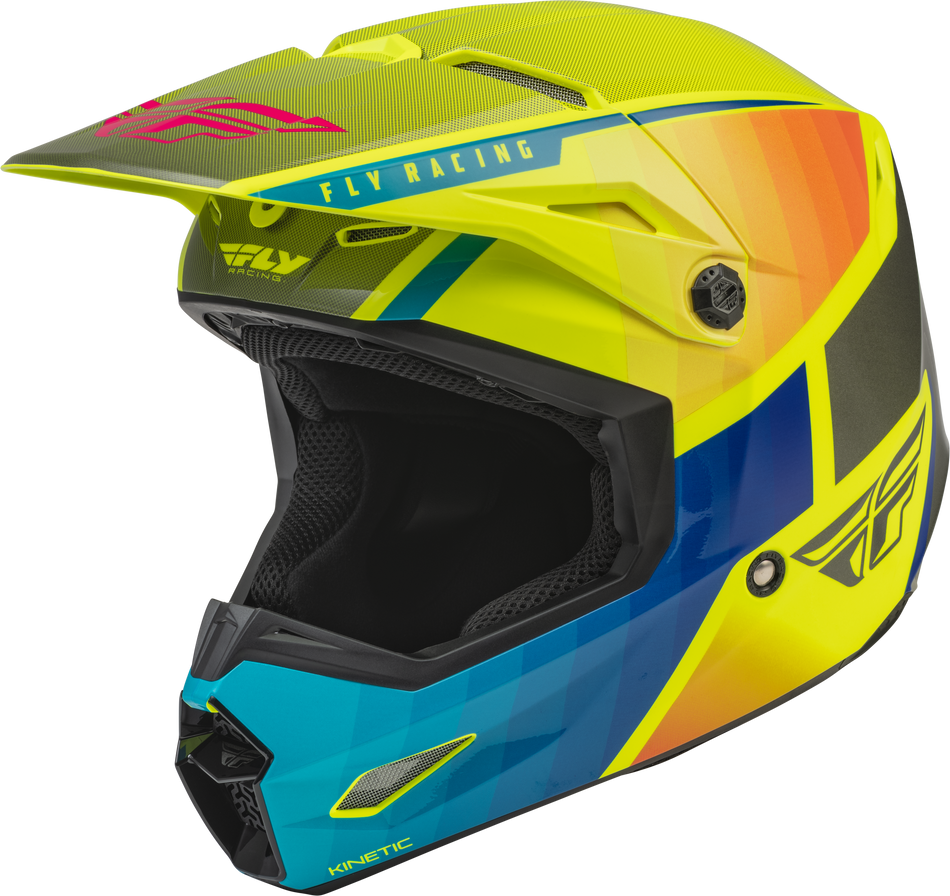 FLY RACING Youth Kinetic Drift Helmet Blue/Hi-Vis/Charcoal Yl 73-8642YL