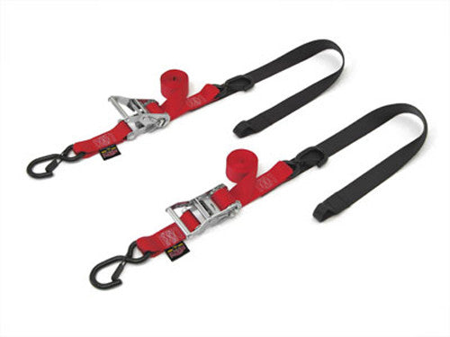 POWERTYE Tie-Down Rat Sec Hook Soft-Tye 1.5"X6.5' Red/Black Pair 30571-ST