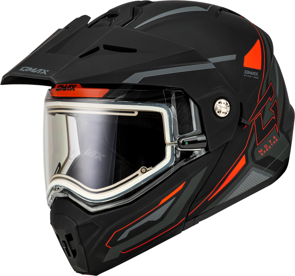 GMAX Md-74s Spectre Snow Helmet W/ Elec Shield Matte Black/Red 3x M10742329