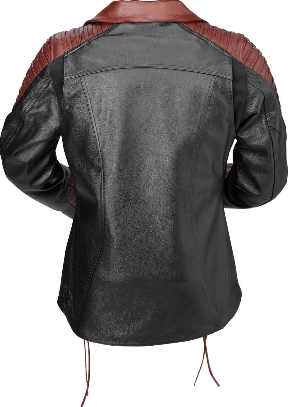 Z1R Women's Combiner Leather Jacket - Black/Red - Small 2813-1010