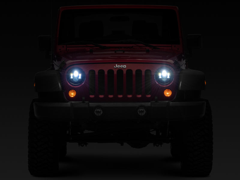 Raxiom 97-18 Jeep Wrangler TJ/JK Axial Series LED Daymaker Headlights- Black Housing (Clear Lens) J108042