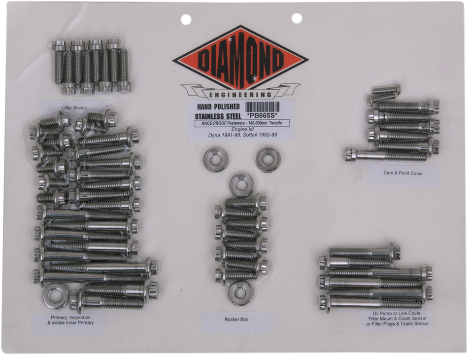 DIAMOND ENGINEERING Motor Bolt Kit - Softail PB665S