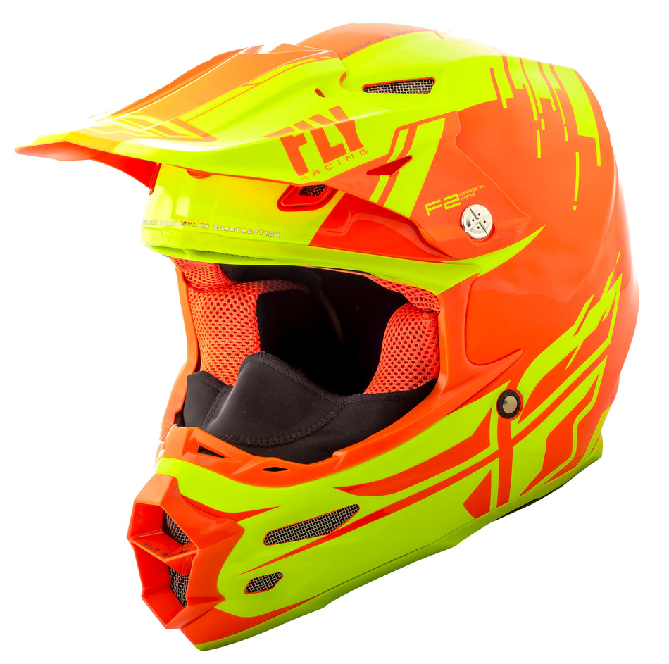 FLY RACING F2 Carbon Forge Cold Weather Helmet Hi-Vis/Orange 2x 73-4128-6-2X