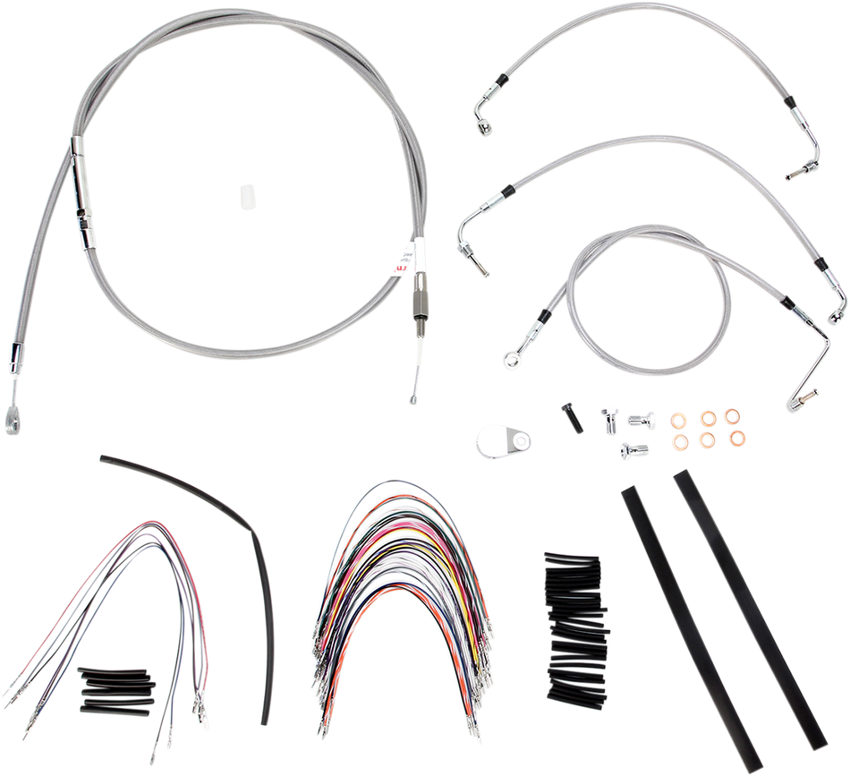 BURLY BRAND Handlebar Cable/Brake Line Kit - Complete - 16" Ape Hanger Handlebars - Stainless Steel B30-1092