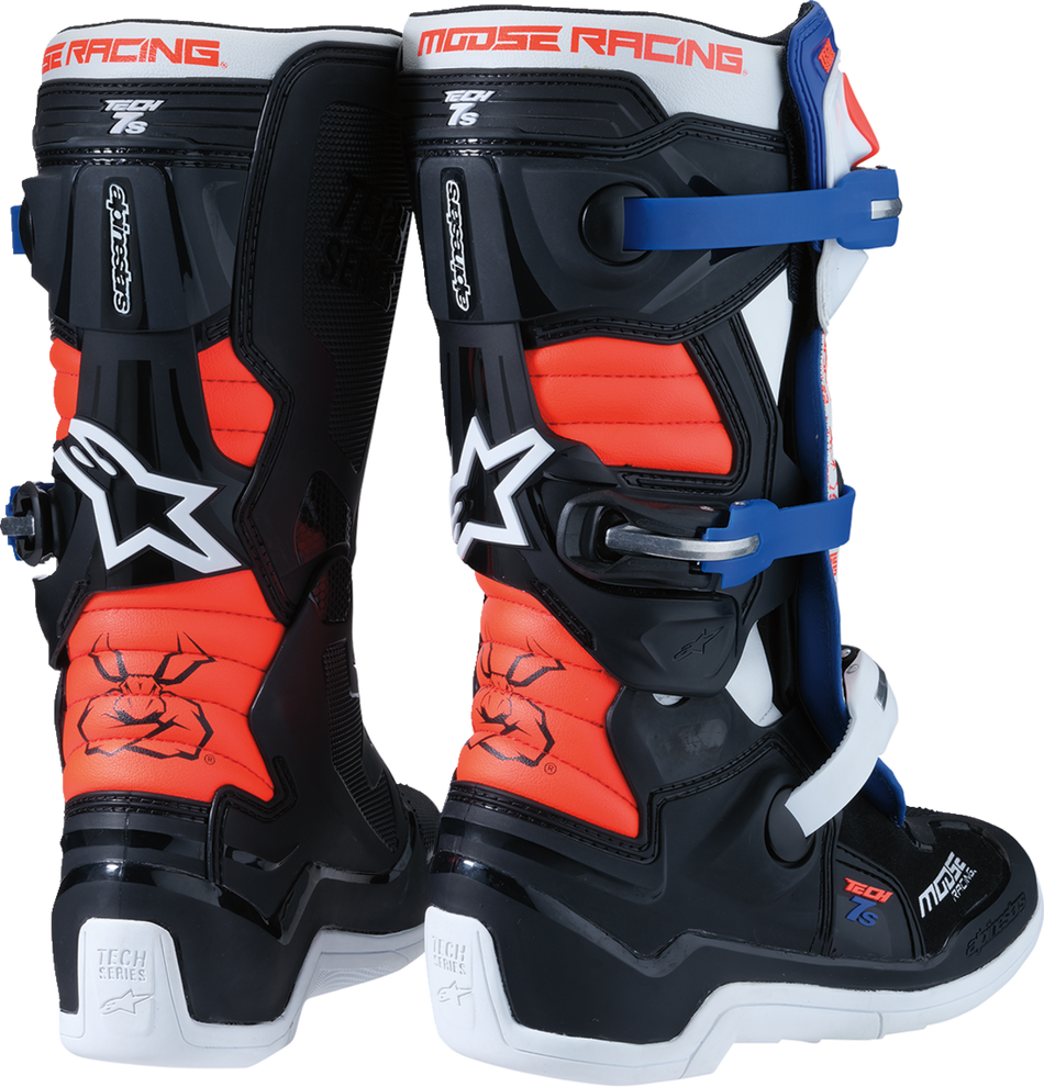 MOOSE RACING Youth Tech 7S Boots - Black/White/Red/Blue - US 2 0215024-1297-2