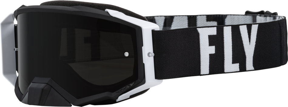 FLY RACING Zone Pro Goggle Black/White W/ Dark Smoke/Smoke Lens 37-51902