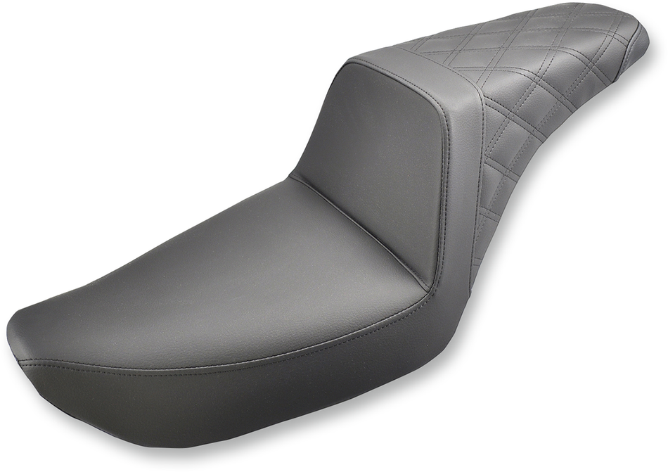 SADDLEMEN Step Up Seat - Rear Lattice Stitched - Black - Dyna 804-04-173