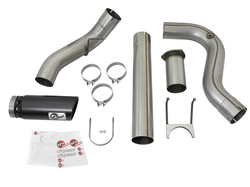 aFe Large Bore-HD 5in DPF Back 409 SS Exhaust System w/Black Tip 2017 Ford Diesel Trucks V8 6.7L(td) 49-43090-B