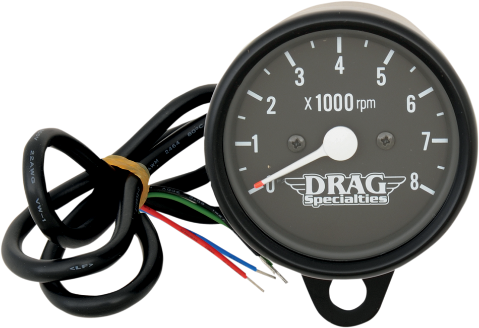 DRAG SPECIALTIES Mini tacómetro electrónico de 2,4" y 8000 RPM - Carcasa negra - Cara negra 21-6910BNUDS1 