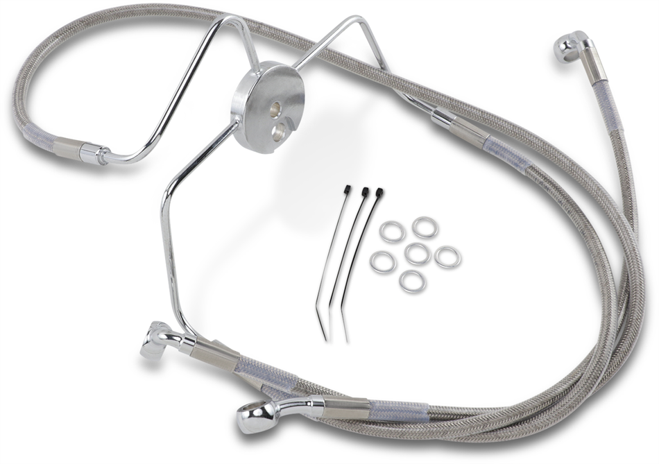 DRAG SPECIALTIES Brake Line - Front - +4" - Stainless Steel LENGTH S/B 16"/29 1/2" 644410-4