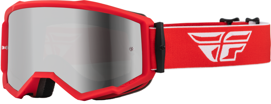 FLY RACING Zone Goggle Red/White W/ Silver Mirror/Smoke Lens 37-51505