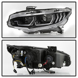 Spyder 16-18 Honda Civic 4Dr w/LED Seq Turn Sig Lights Proj Headlight - Black - PRO-YD-HC16-SEQ-BK 5086099