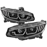 Spyder Honda Civic 16-18 2DR/4DR/Hatchback Headlight Black PRO-YD-HC16PL-SEQ-BK 5087539