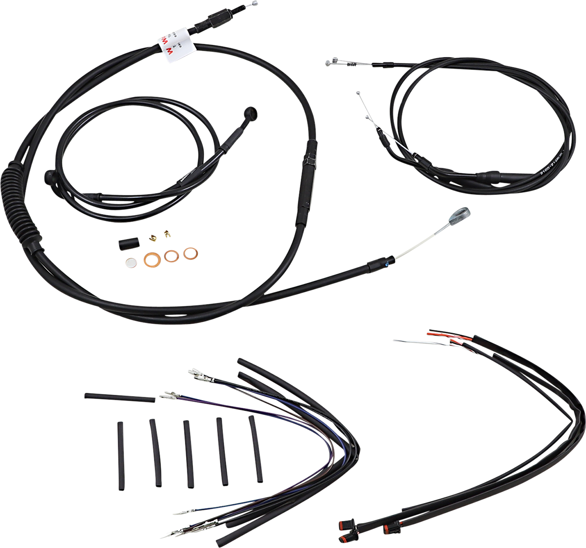 BURLY BRAND Cable Kit - Jail Bar - 12" Handlebars - Black Vinyl B30-1150