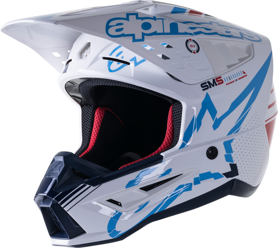 ALPINESTARS S-M5 Action Helmet White/Cyan/Blue Md 8306122-2077-MD