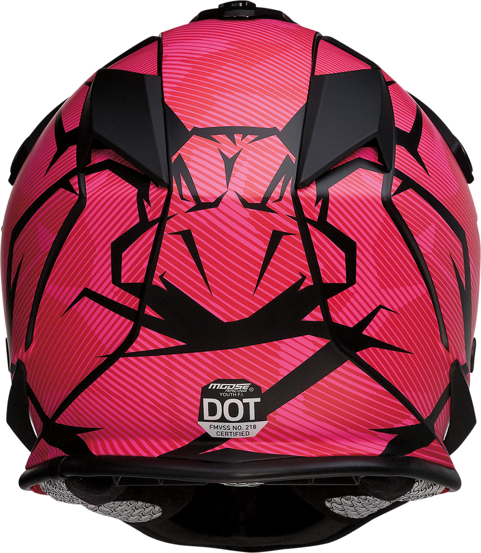 MOOSE RACING Youth F.I. Helmet - Agroid Camo - MIPS® - Pink/Red - Small 0111-1526