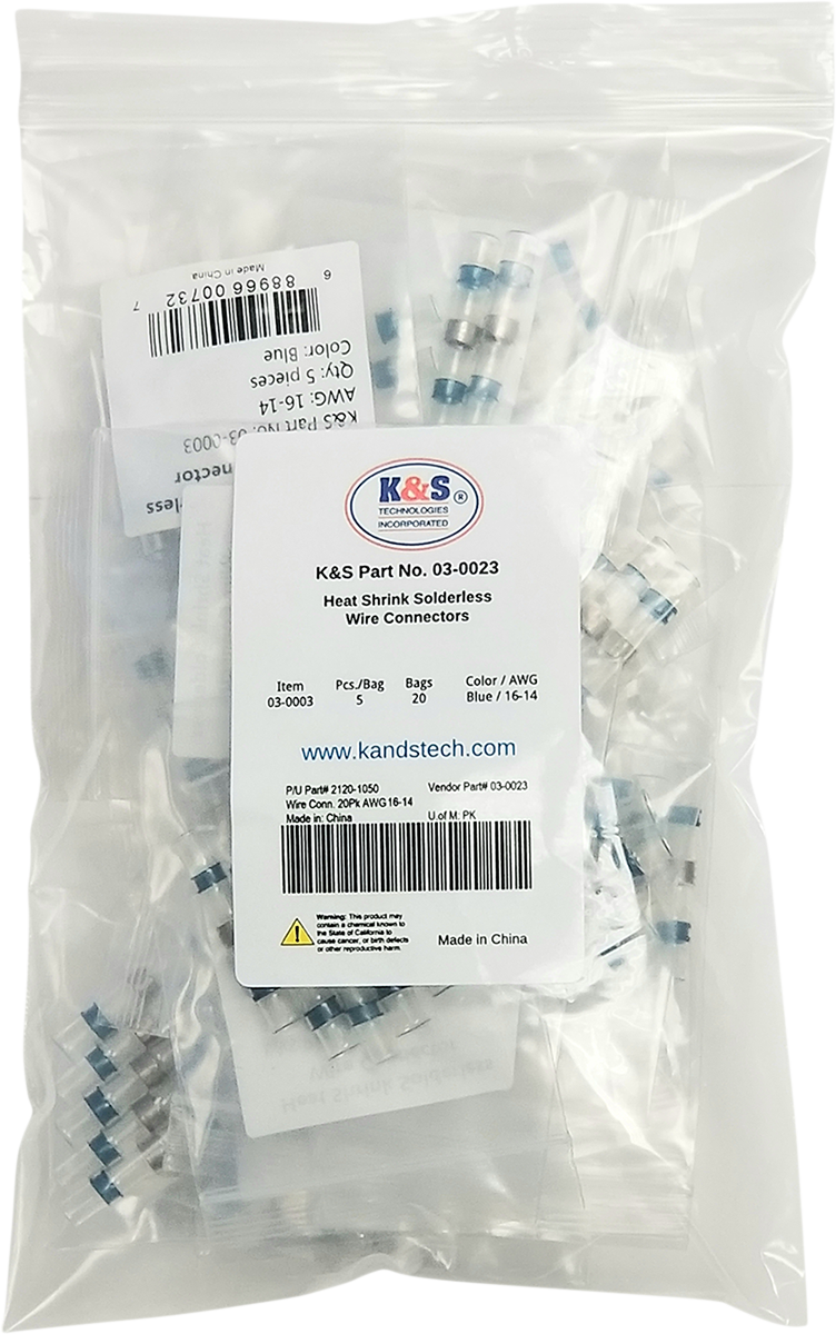 K&S TECHNOLOGIES Wire Connector - 20PK - AWG 16-14 03-2023