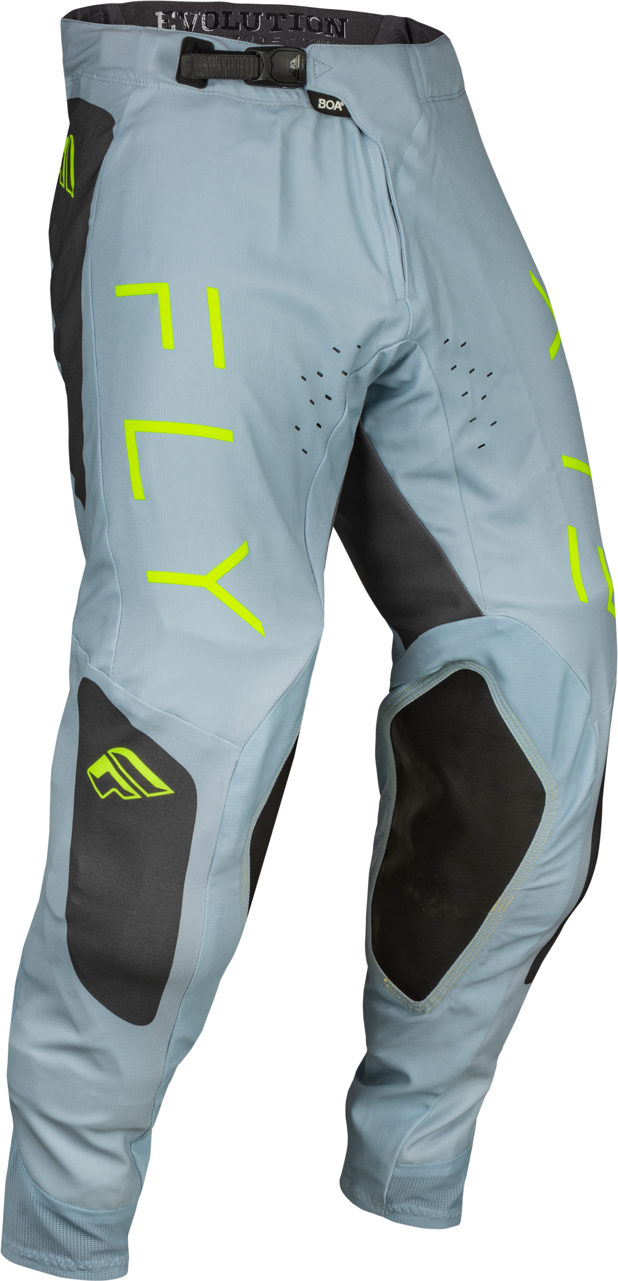 FLY RACING Evolution Dst Pants Ice Grey/Char/Neon Green Sz 28 377-13128