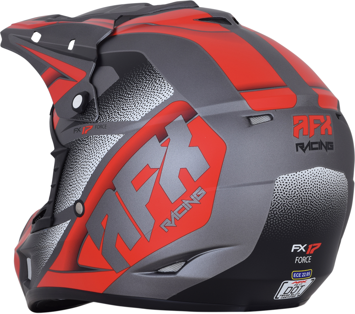 AFX FX-17 Helmet - Force - Frost Gray/Red - XS 0110-5202