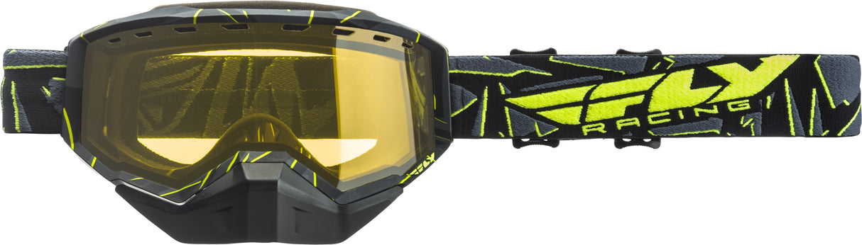 FLY RACING Focus Snow Goggle Black/Hi-Vis W/Yellow Lens FLB-036