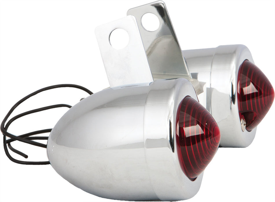 HARDDRIVE Bullet Marker Light W/Brkt Chr Red Lens Single Filament 280055